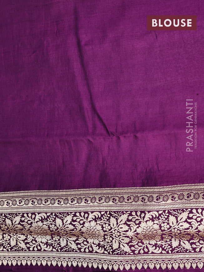 Chiniya silk saree bluish grey and purple with allover zari woven floral weaves and zari woven border