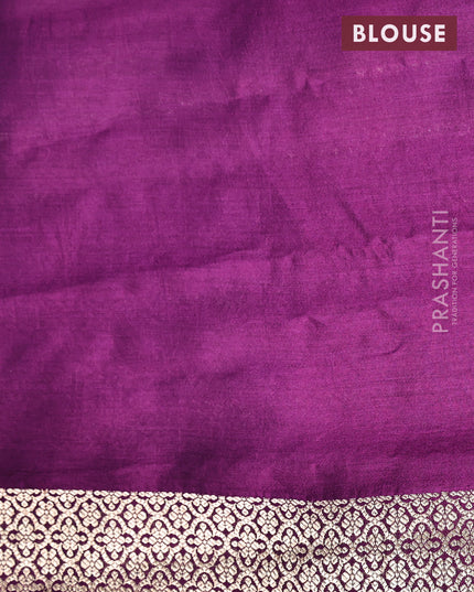 Chiniya silk saree bluish grey and purple with allover zari weaves and small zari woven border