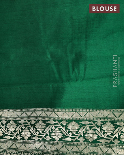 Chiniya silk saree pastel green and green with allover zari weaves and zari woven border