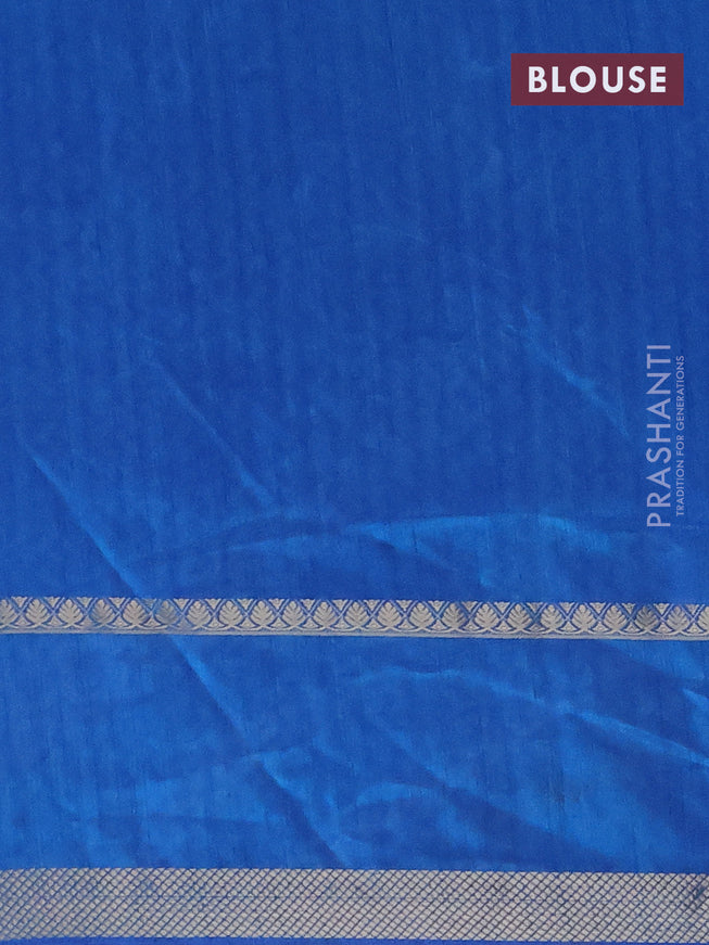 Semi tussar saree royal blue and cs blue with allover batik prints and rettapet zari woven border
