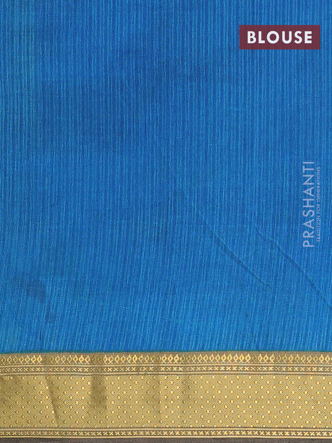 Semi tussar saree cs blue and grey shade with allover ikat prints and zari woven border