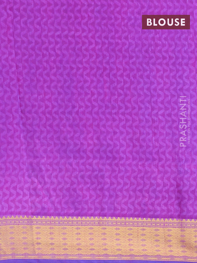 Semi tussar saree blue and purple with allover ikat prints and zari woven border