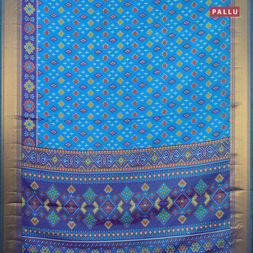 Semi tussar saree dual shade of cs blue and dual shade of blue with allover butta prints and zari woven border