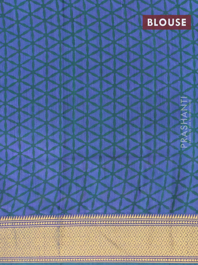 Semi tussar saree dual shade of cs blue and dual shade of blue with allover butta prints and zari woven border