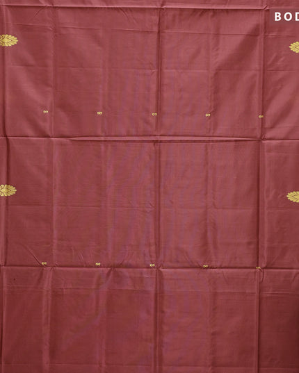Banana pith saree maroon and dual shade of bluish maroon with thread woven buttas in borderless style