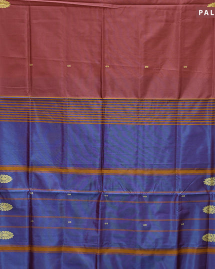 Banana pith saree maroon and dual shade of bluish maroon with thread woven buttas in borderless style