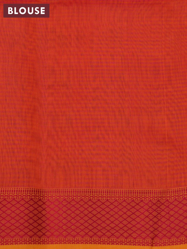 Maheshwari silk cotton saree red and yellow with allover stripes pattern and thread woven border