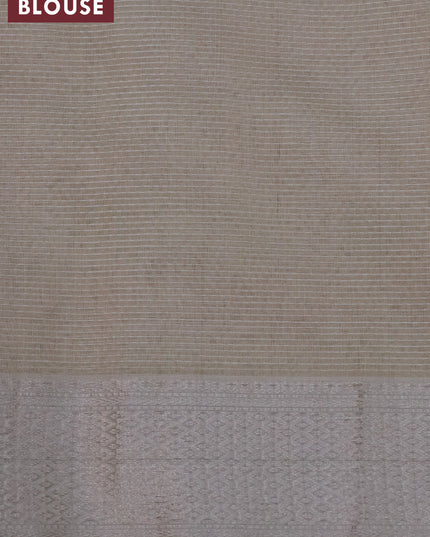 Maheshwari silk cotton saree off white and beige with allover stripes pattern and zari woven border