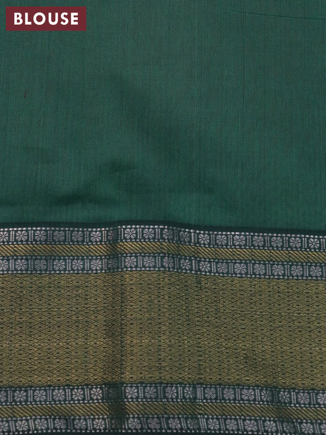 Maheshwari silk cotton saree beige and dark green with thread & zari woven buttas and zari woven border