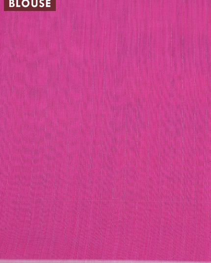Maheshwari silk cotton saree pink with allover zari stripes pattern and piping border