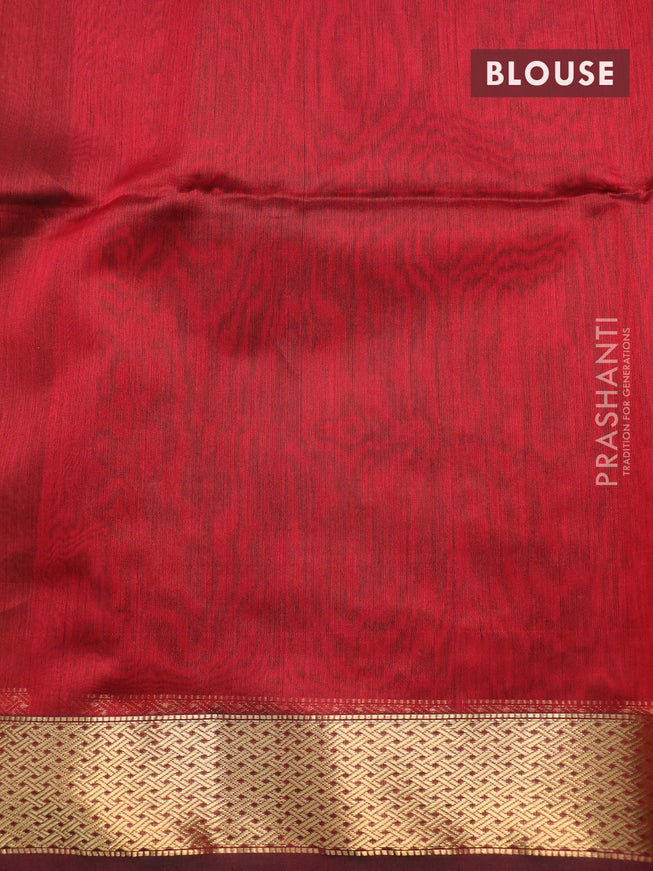 Maheshwari silk cotton saree sap green and red with thread woven buttas and zari woven border