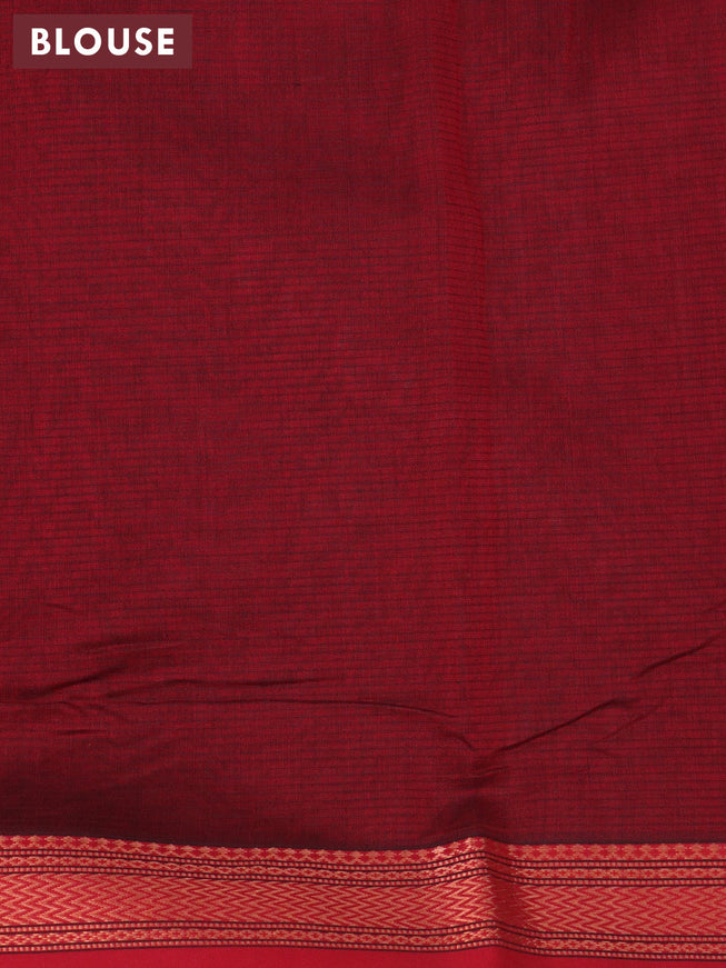 Maheshwari silk cotton saree rosy brown and maroon with allover stripes pattern and zari woven border