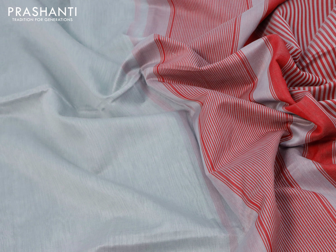 Maheshwari silk cotton saree pastel grey and maroon with plain body and long thread woven border