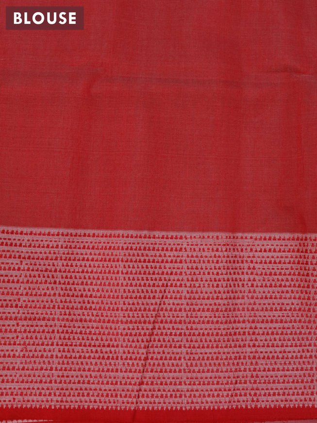 Maheshwari silk cotton saree pastel grey and maroon with plain body and long thread woven border