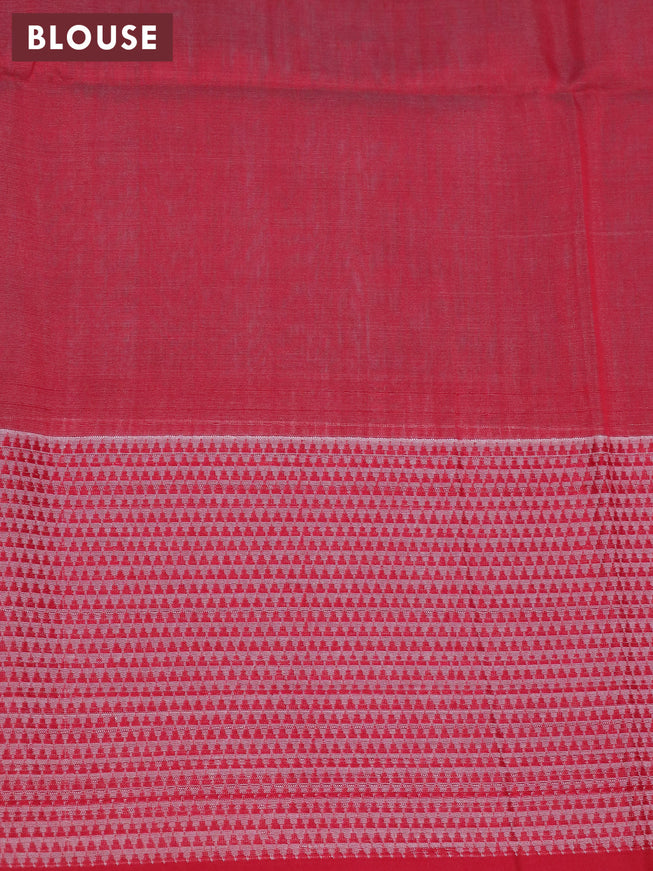 Maheshwari silk cotton saree pastel blue and maroon with plain body and long thread woven border