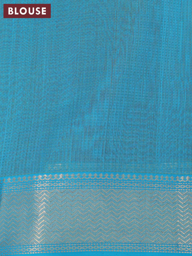 Maheshwari silk cotton saree pink and peacock blue with allover thread weaves and zari woven border