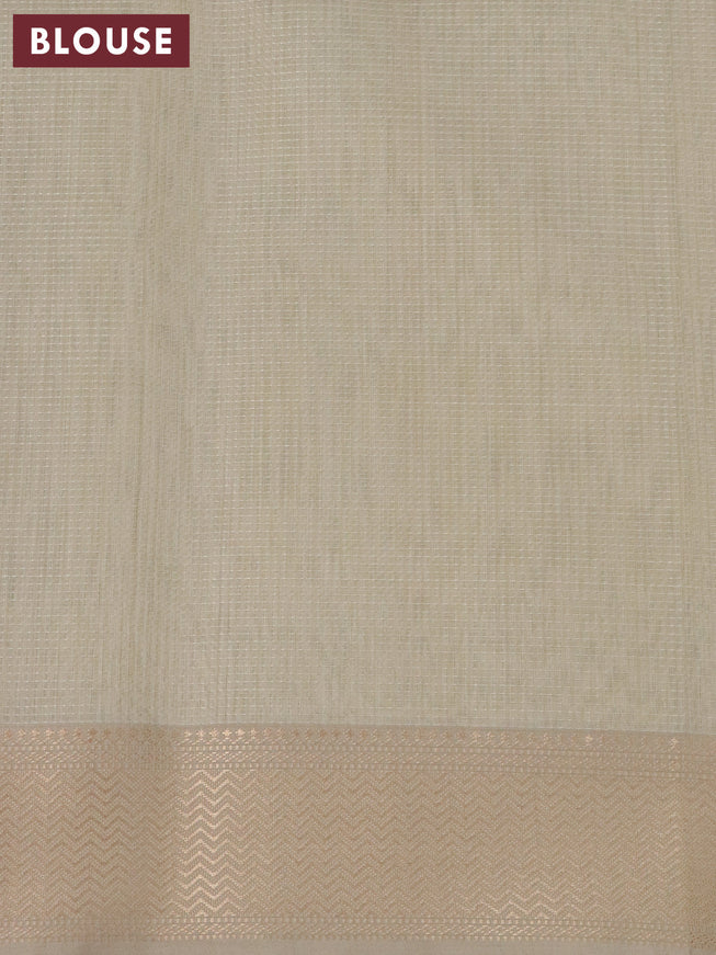 Maheshwari silk cotton saree lime yellow and beige with allover thread weaves and thread woven border