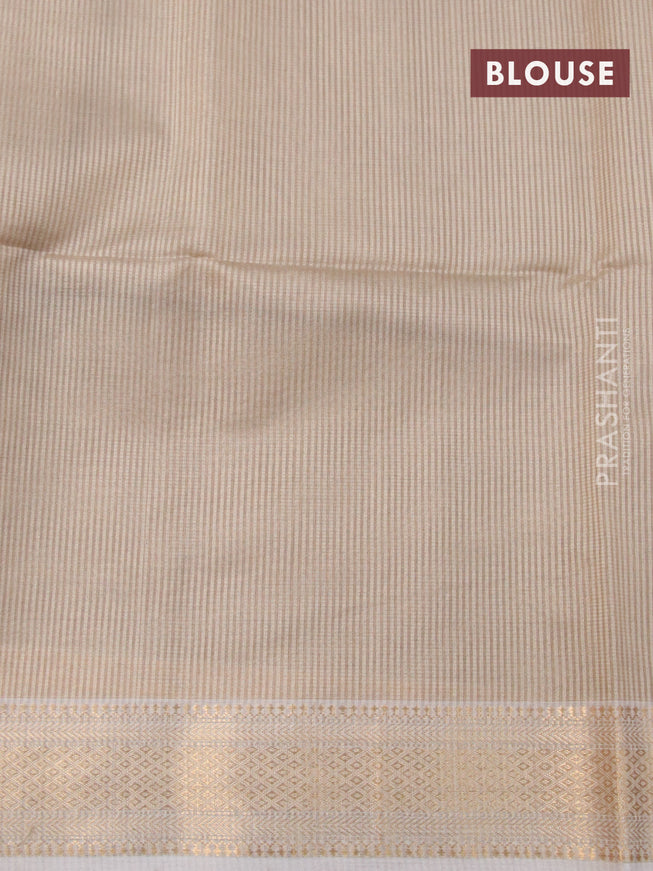 Maheshwari silk cotton saree beige with allover checked pattern and zari woven border