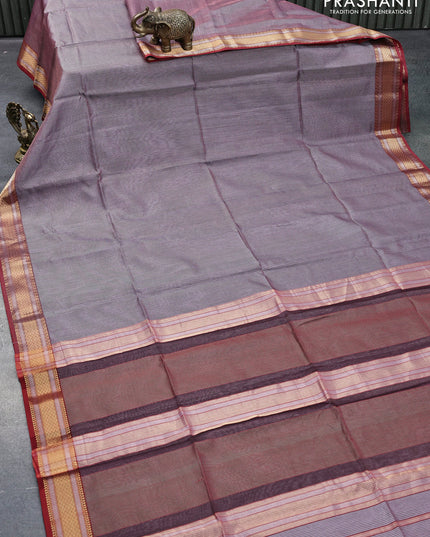 Maheshwari silk cotton saree maroon shade with allover checked pattern and zari woven border