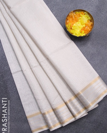 Maheshwari silk cotton saree off white with allover zari woven checked pattern and zari woven border