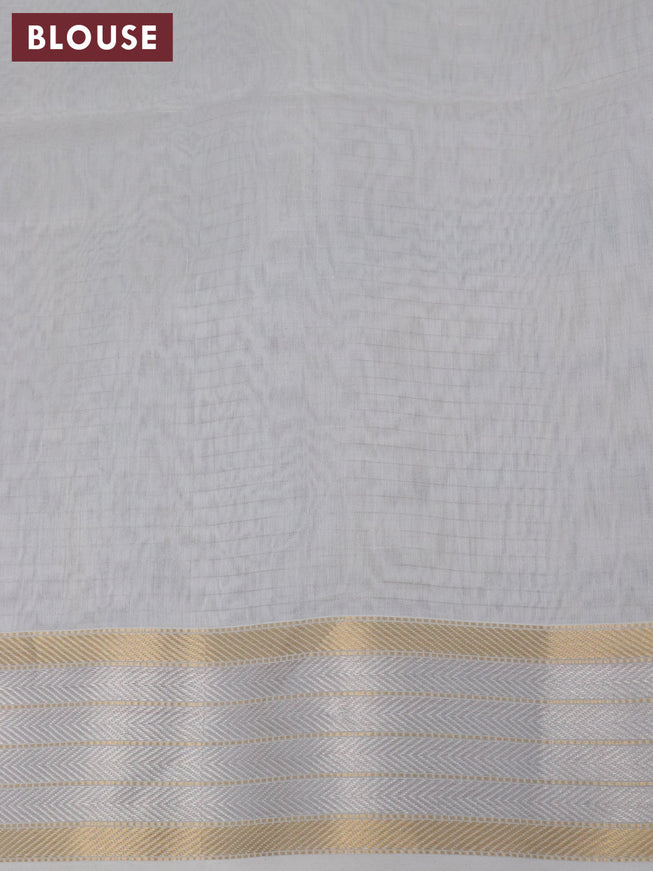 Maheshwari silk cotton saree off white with allover zari woven checked pattern and zari woven border