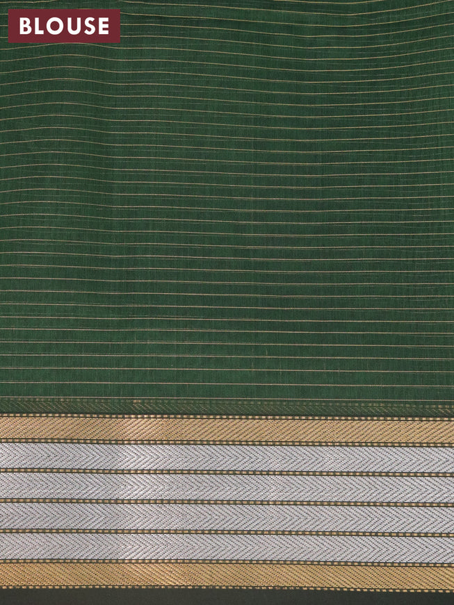 Maheshwari silk cotton saree bottle green with allover zari woven checked pattern and zari woven border