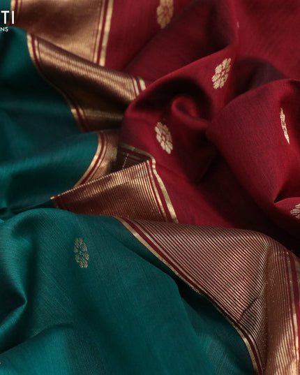 Maheshwari silk cotton saree green and maroon with zari woven buttas and zari woven border