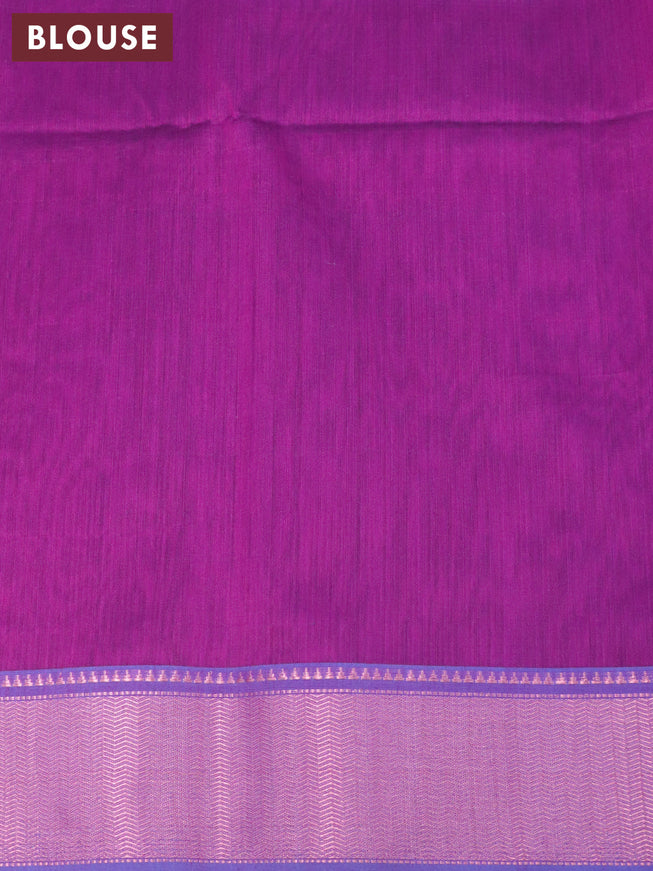 Maheshwari silk cotton saree black and purple with thread & copper zari woven buttas and copper zari woven border