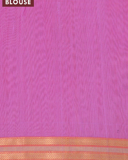 Maheshwari silk cotton saree mavue pink and mustard yellow with plain body and zari woven border