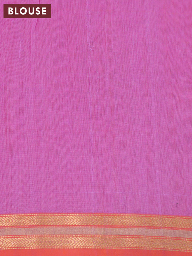 Maheshwari silk cotton saree mavue pink and mustard yellow with plain body and zari woven border