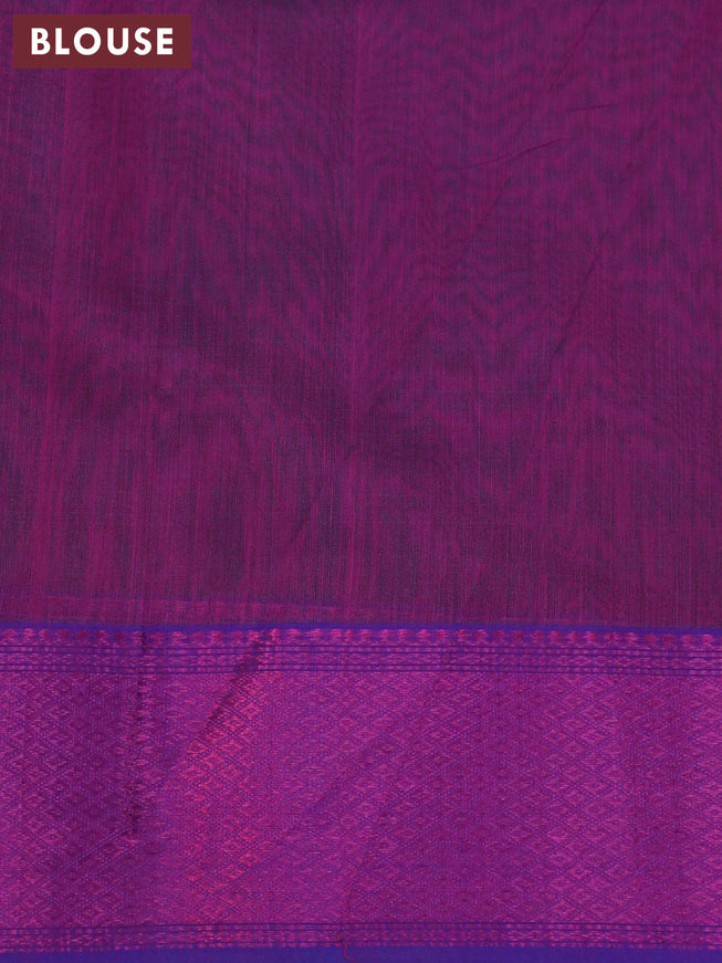 Maheshwari silk cotton saree peacock green and purple with zari woven buttas and zari woven border