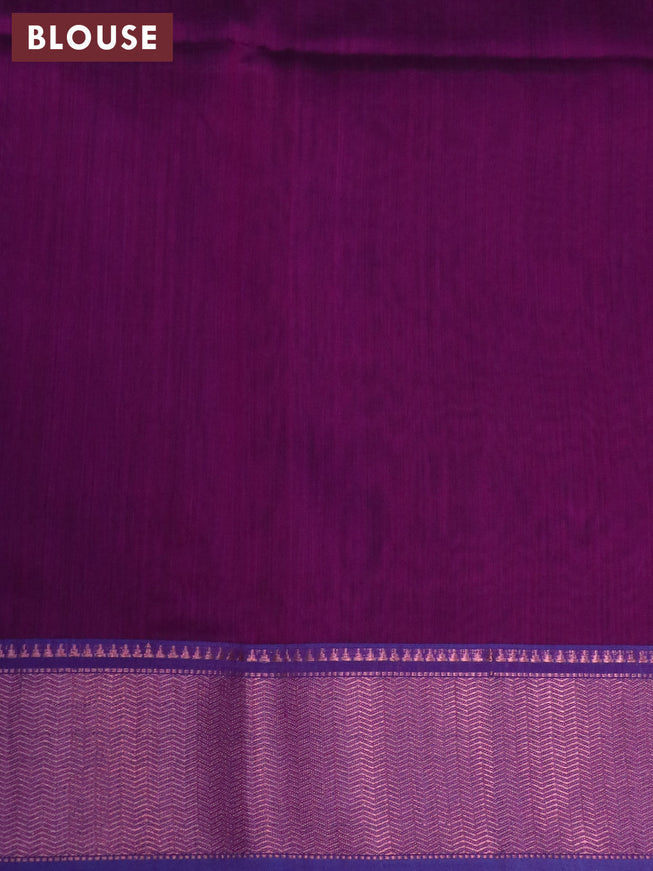 Maheshwari silk cotton saree green and purple with thread & copper zari woven buttas and copper zari woven border