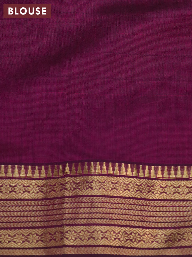 Maheshwari silk cotton saree dark magenta pink with plain body and zari woven border