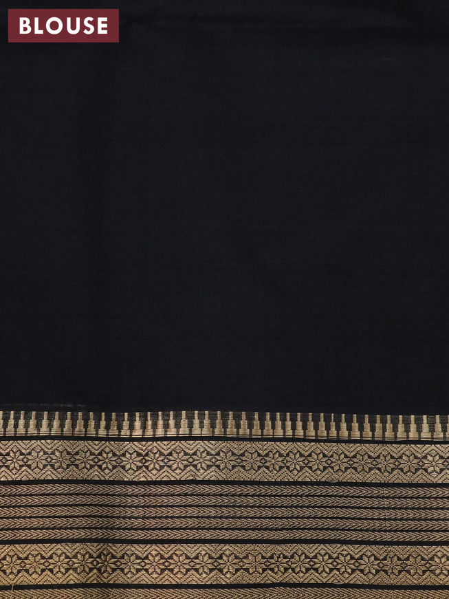 Maheshwari silk cotton saree dark mehendi green and black with plain body and zari woven border
