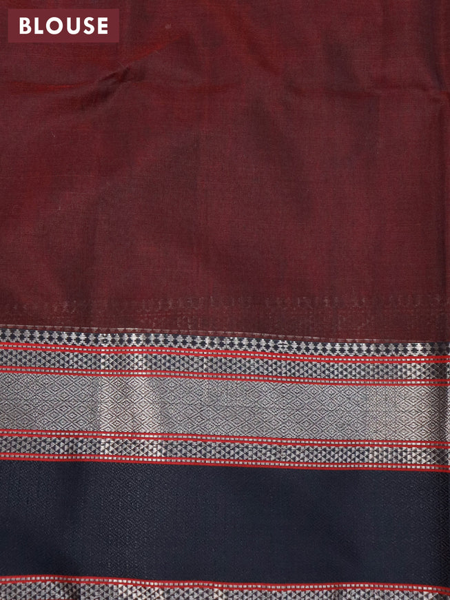 Maheshwari silk cotton saree purple and deep maroon with silver zari woven buttas and thread & zari woven border