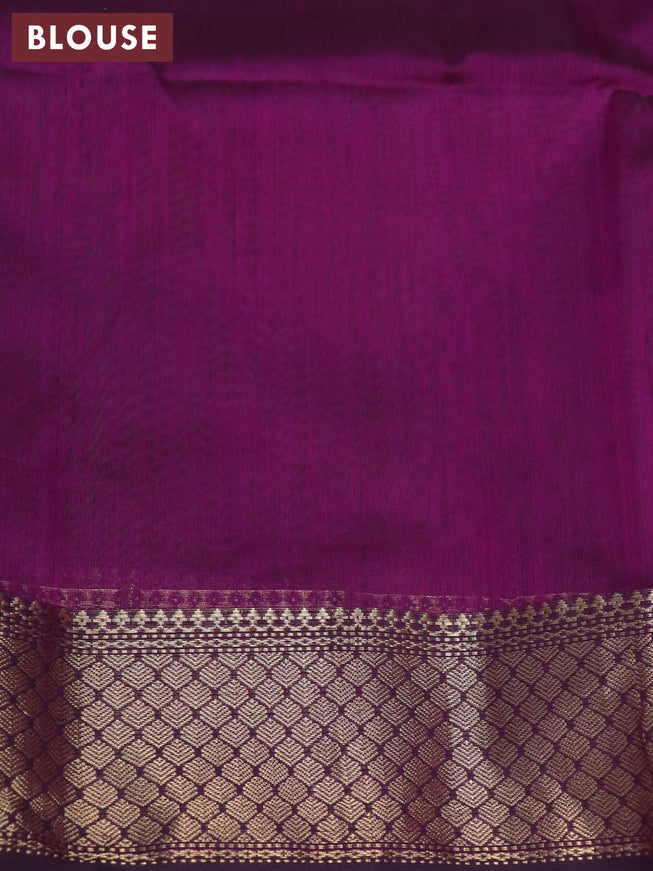 Maheshwari silk cotton saree chikku shade and purple with thread & zari woven buttas and zari woven border