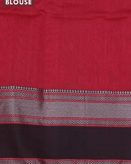Maheshwari silk cotton saree green and maroon with silver zari woven buttas and thread & zari woven border