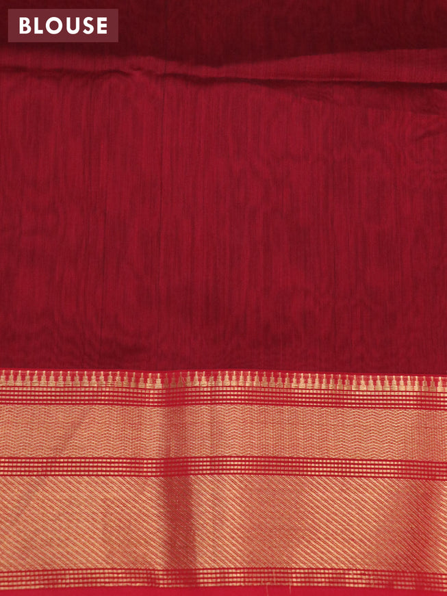 Maheshwari silk cotton saree coffee brown and maroon with plain body and zari woven border