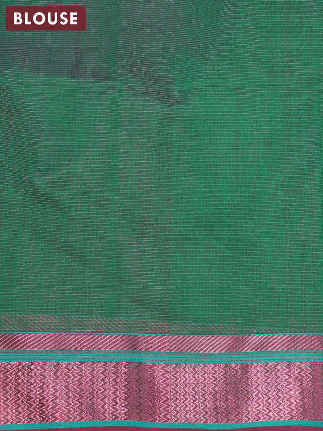 Maheshwari silk cotton saree purple and green with allover zari stripes pattern and zari woven border