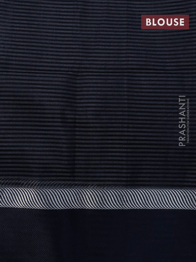 Maheshwari silk cotton saree grey shade and black with allover stripes pattern and thread & silver zari woven border