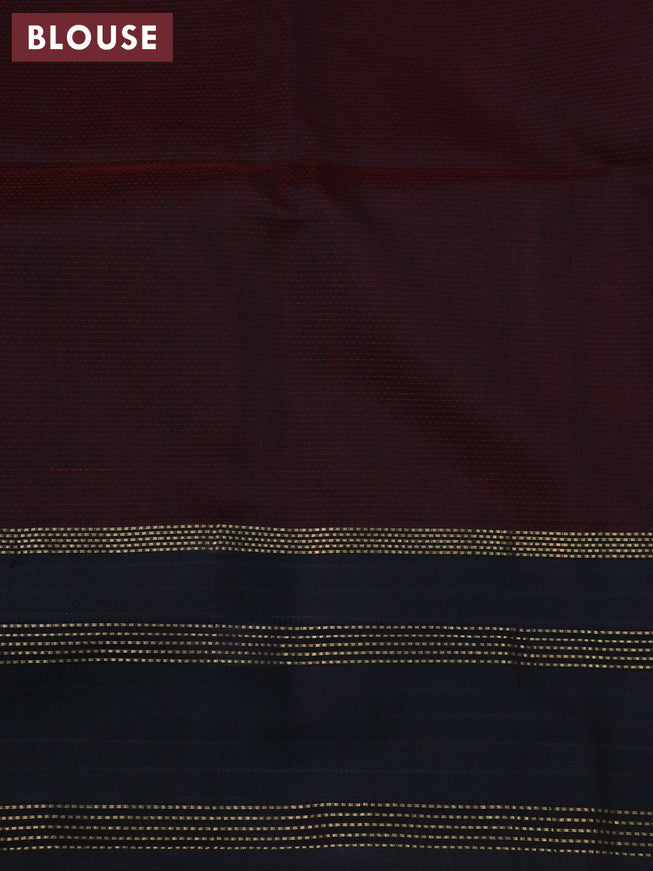 Maheshwari silk cotton saree magenta pink and coffee brown with allover thread stripes pattern and thread & zari woven border