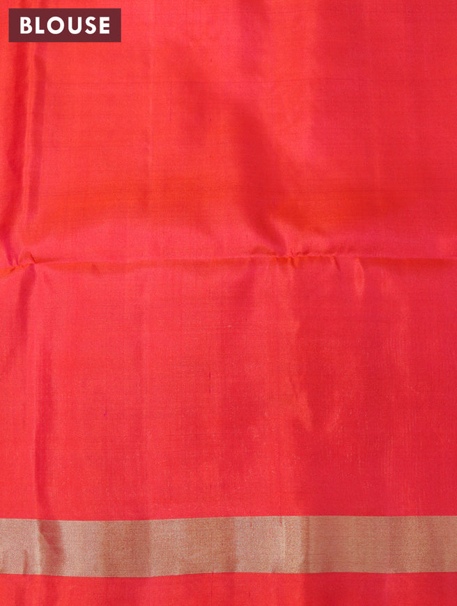 Pure soft silk saree black and orange with zari woven buttas and zari woven border