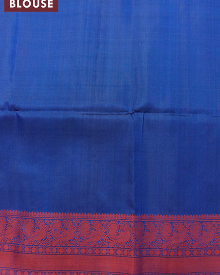 Pure soft silk saree dual shade of blue with thread woven annam & rudhraksha buttas with thread woven border