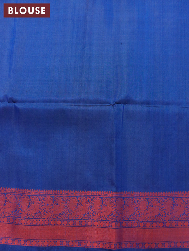 Pure soft silk saree dual shade of blue with thread woven annam & rudhraksha buttas with thread woven border