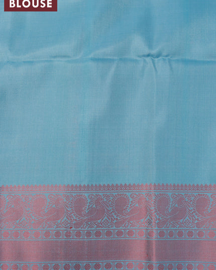 Pure soft silk saree pastel blue with thread woven annam & rudhraksha buttas with thread woven border