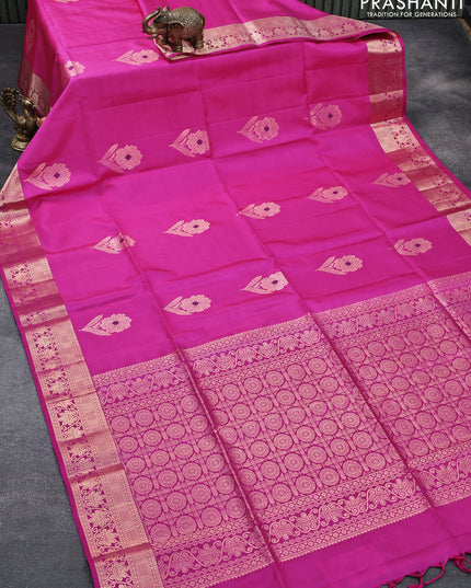 Pure soft silk saree pink with floarl zari woven buttas and floarl zari woven border