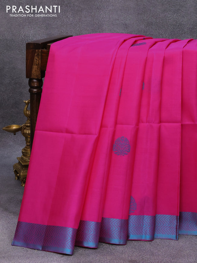 Pure soft silk saree pink with thread woven buttas and thread woven border