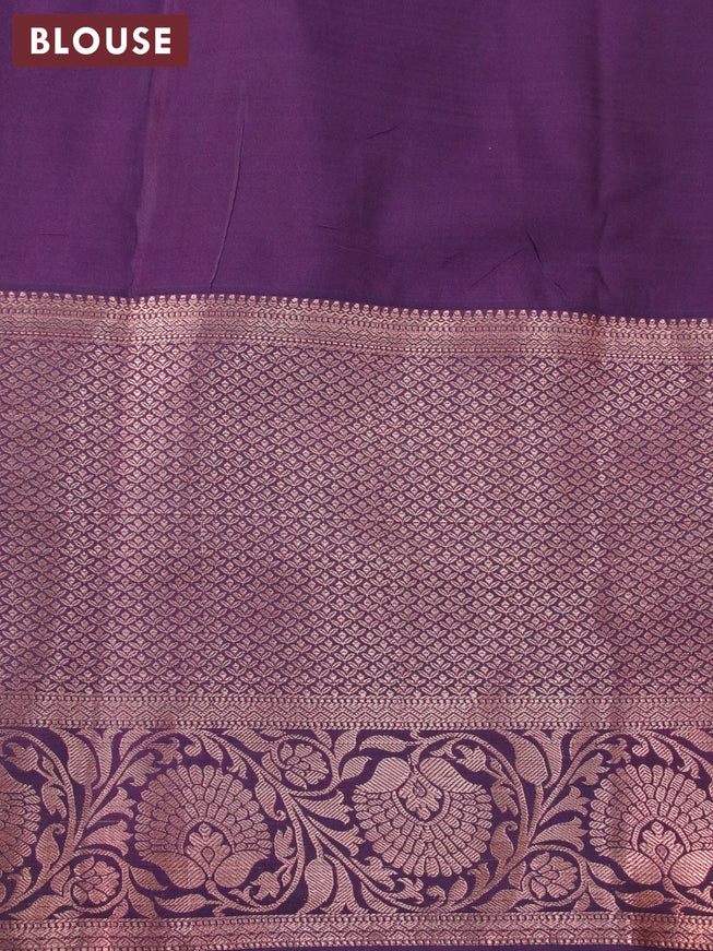 Bangalori silk saree mango yellow and wine shade with allover kalamkari prints & copper zari weaves and long copper zari woven border
