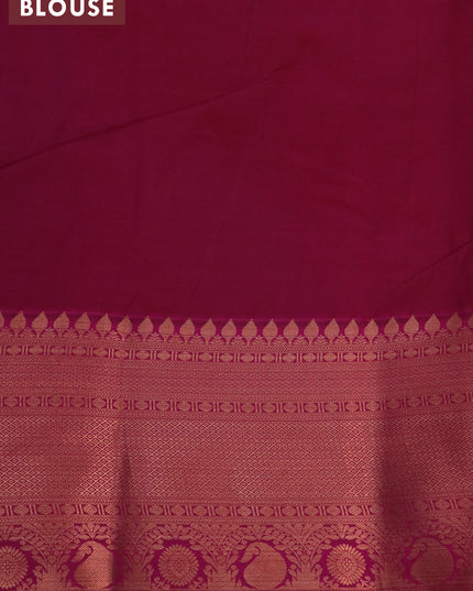 Bangalori silk saree brown green shade and magenta pink with allover kalamkari prints & copper zari woven buttas and long copper zari woven border