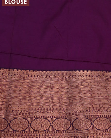 Bangalori silk saree mango yellow and purple with allover kalamkari prints & copper zari woven buttas and long copper zari woven border